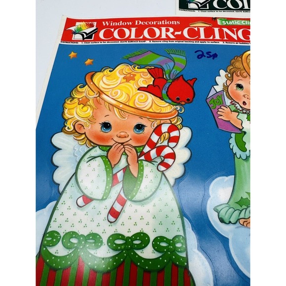 VTG Color-Clings Christmas Winter Holiday Static Cling Window Decorations 1996 - Picture 9 of 16